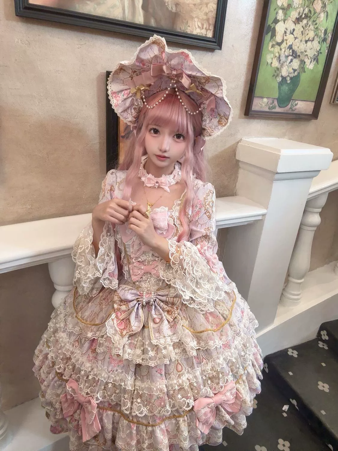 Candlelight Sonata - Sweet Lolita Long Sleeve OP, Tiered Ruffles - Image 16