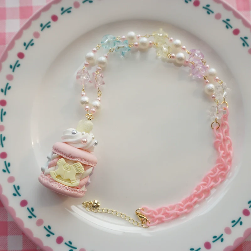 Sweet Lolita Necklace Carousel Cream Macaron Bag Pendant - Image 7