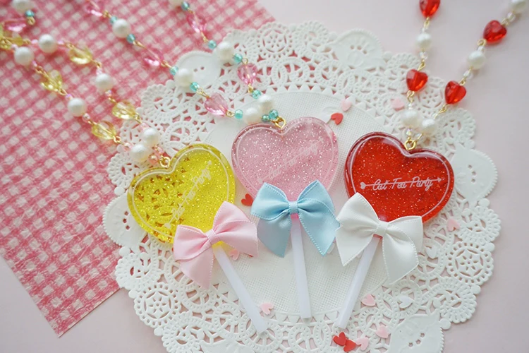 Sweet Lolita Necklace Heart-Shaped Lollipop Necklace - Image 12