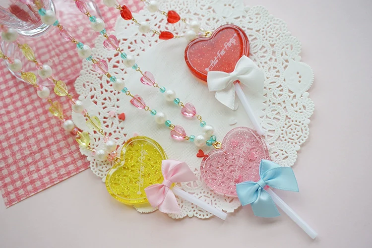 Sweet Lolita Necklace Heart-Shaped Lollipop Necklace - Image 19