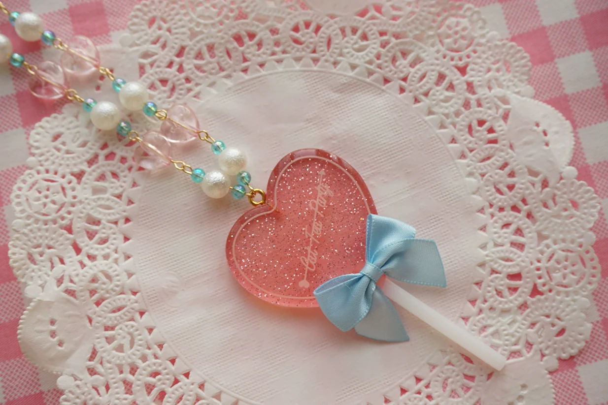 Sweet Lolita Necklace Heart-Shaped Lollipop Necklace - Image 20