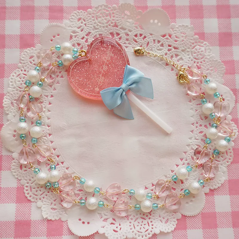 Sweet Lolita Necklace Heart-Shaped Lollipop Necklace - Image 23