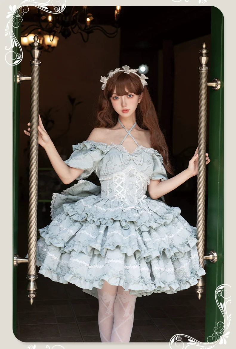 Puff Rose - Sweet Lolita OP Princess Bow Trailing Lolita Dress - Image 10