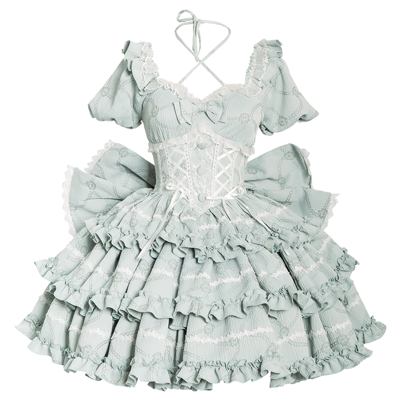 Puff Rose - Sweet Lolita OP Princess Bow Trailing Lolita Dress - Image 11