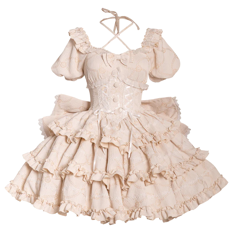 Puff Rose - Sweet Lolita OP Princess Bow Trailing Lolita Dress - Image 12