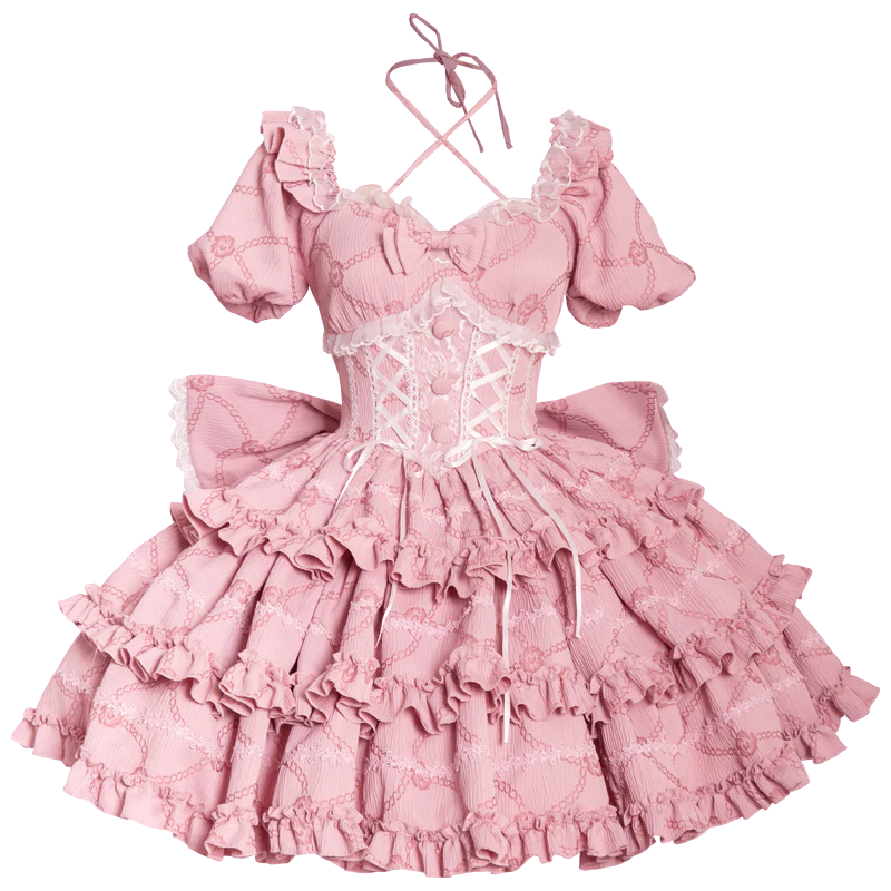 Puff Rose - Sweet Lolita OP Princess Bow Trailing Lolita Dress - Image 14