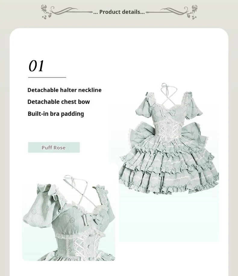 Puff Rose - Sweet Lolita OP Princess Bow Trailing Lolita Dress - Image 17