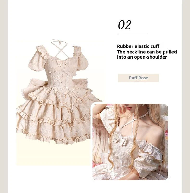 Puff Rose - Sweet Lolita OP Princess Bow Trailing Lolita Dress - Image 18