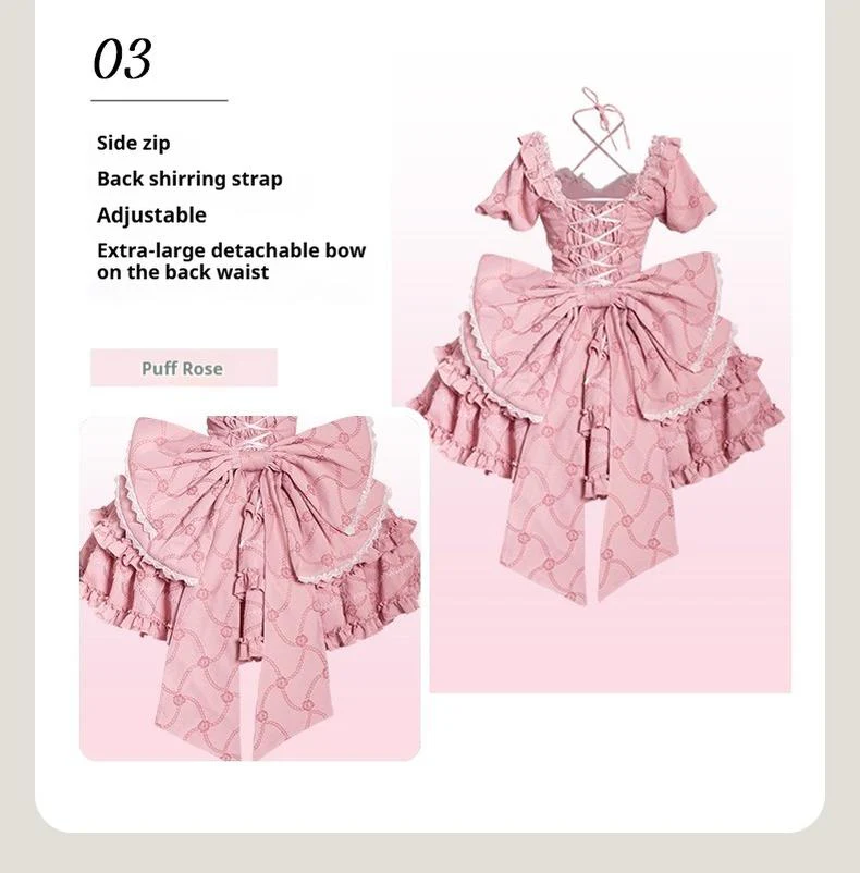 Puff Rose - Sweet Lolita OP Princess Bow Trailing Lolita Dress - Image 19