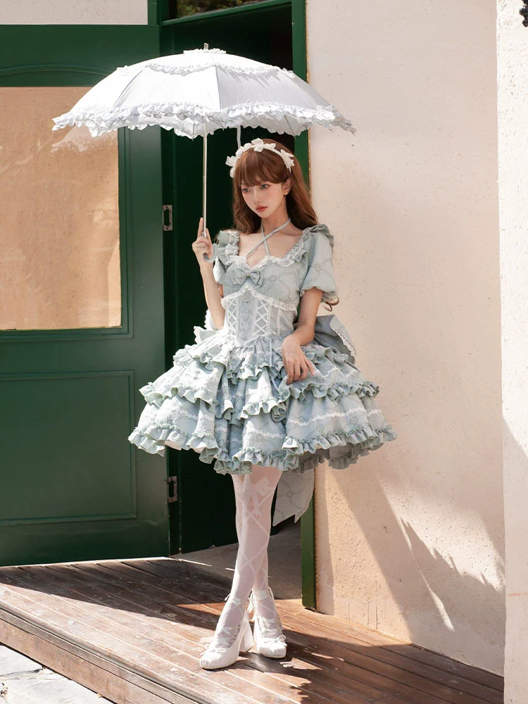 Puff Rose - Sweet Lolita OP Princess Bow Trailing Lolita Dress - Image 8