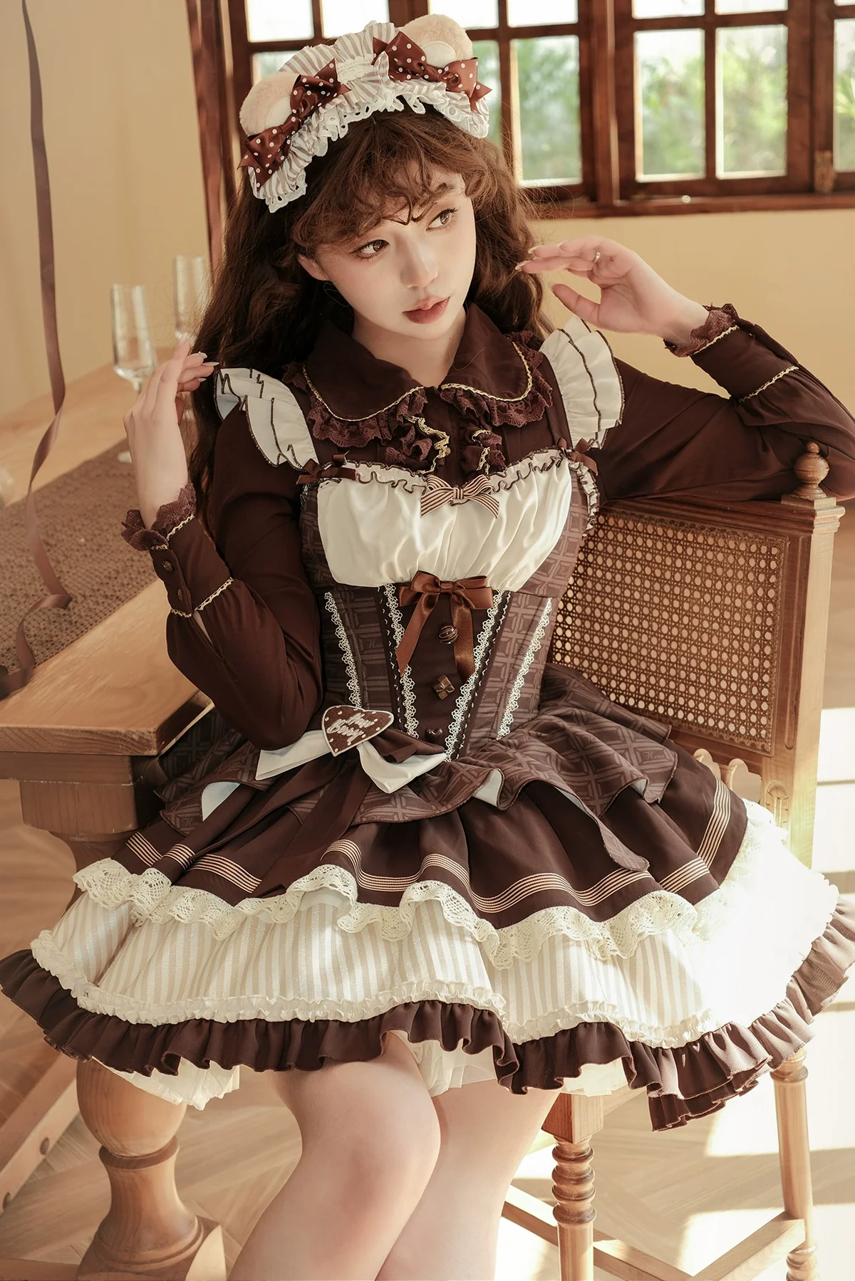 Hawthorn Berries - Thin Choco - Sweet Lolita Petite JSK Puffy Mini Dress KC - Image 10