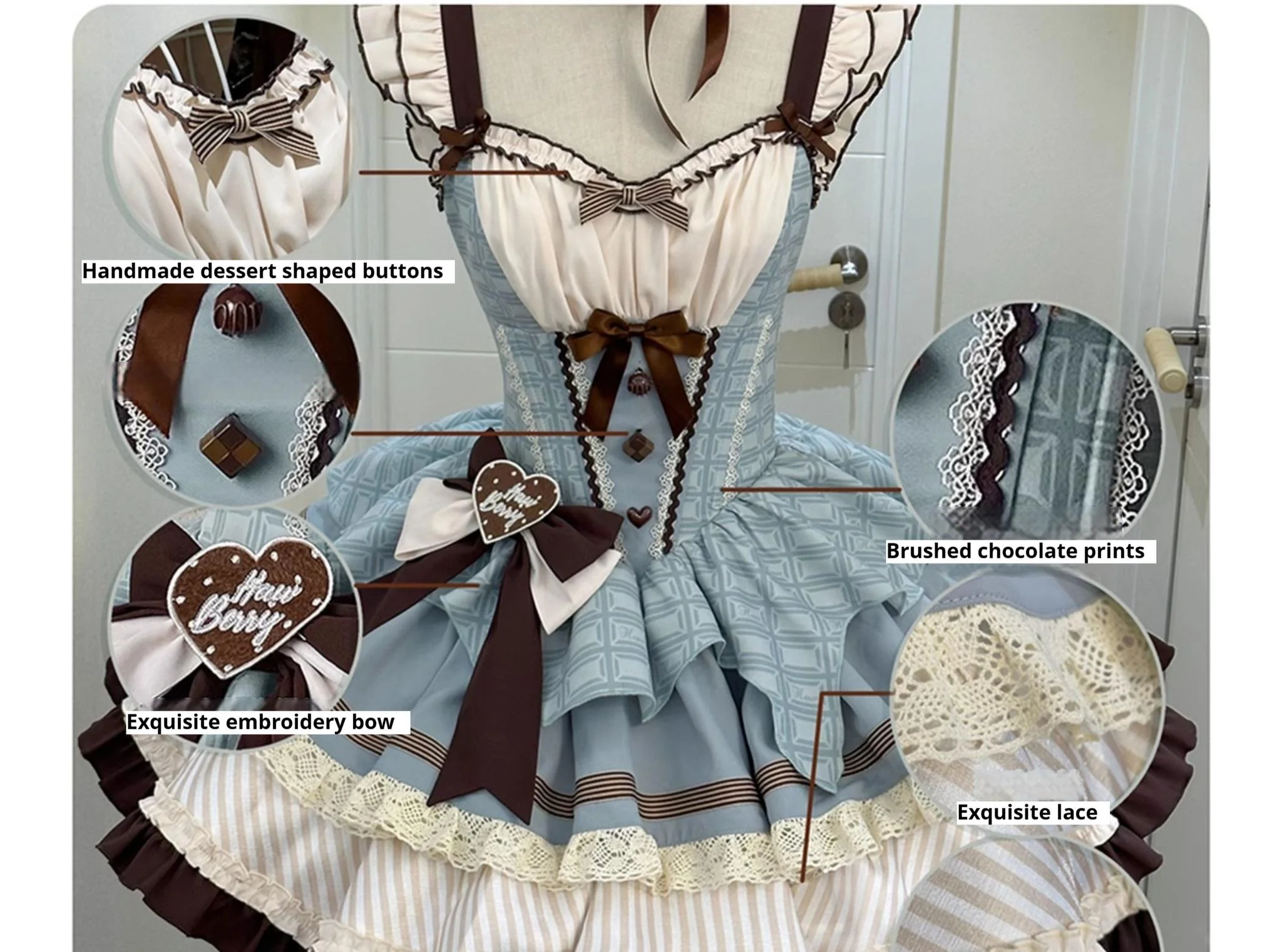 Hawthorn Berries - Thin Choco - Sweet Lolita Petite JSK Puffy Mini Dress KC - Image 23