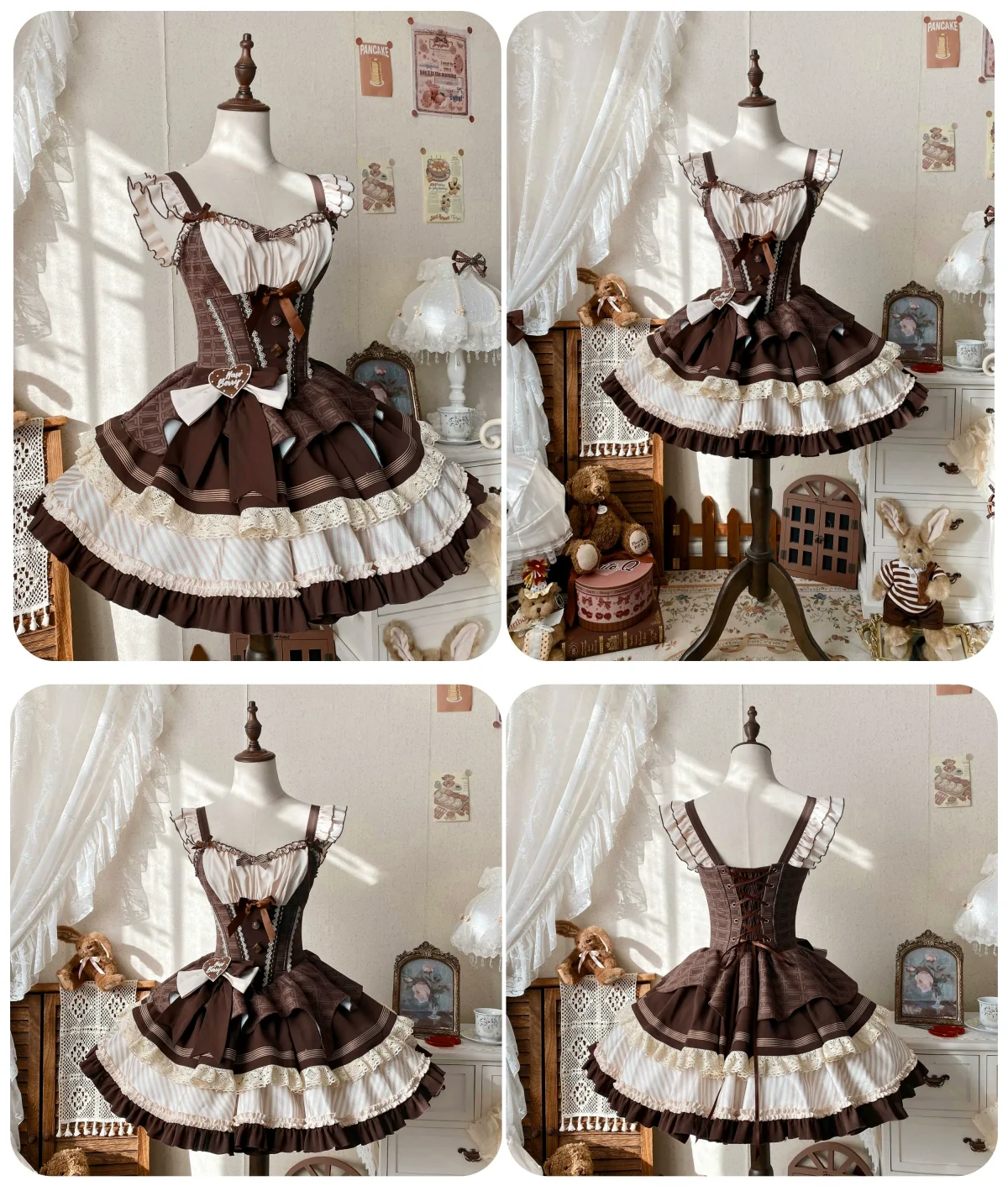Hawthorn Berries - Thin Choco - Sweet Lolita Petite JSK Puffy Mini Dress KC - Image 27