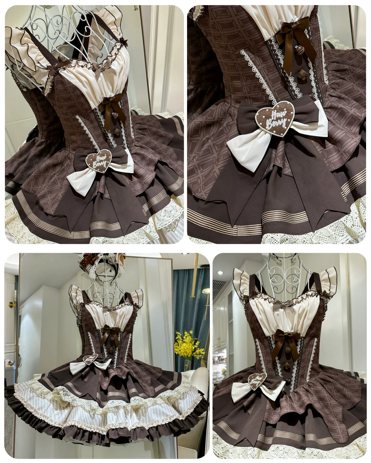 Hawthorn Berries - Thin Choco - Sweet Lolita Petite JSK Puffy Mini Dress KC - Image 28