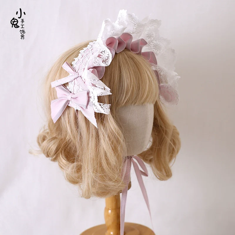 Xiaogui - Sweet Lolita Headdress Pink Handmade Christmas Accessories - Image 13