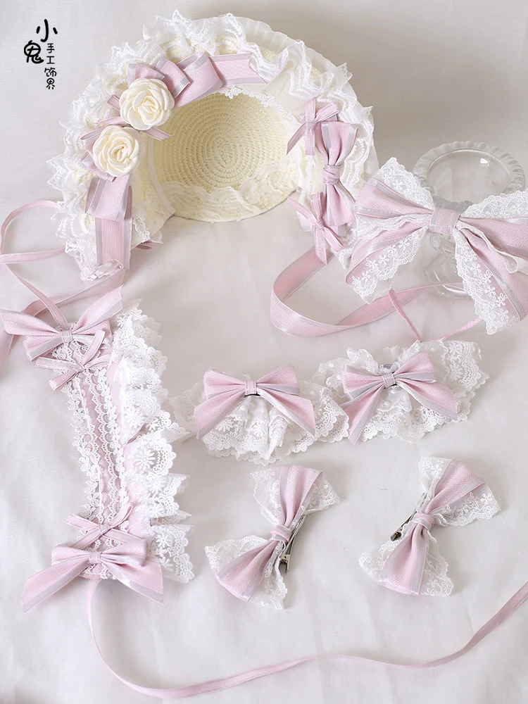 Xiaogui - Sweet Lolita Headdress Pink Handmade Christmas Accessories - Image 17