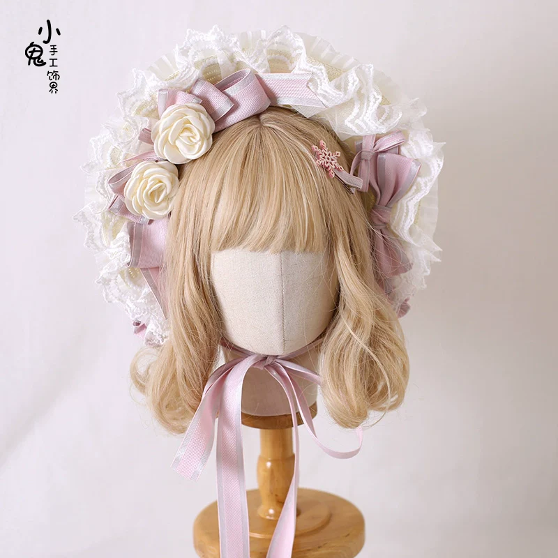 Xiaogui - Sweet Lolita Headdress Pink Handmade Christmas Accessories - Image 9
