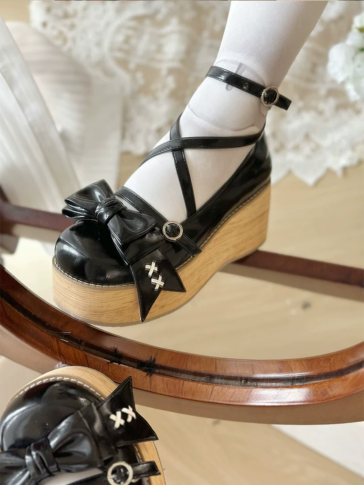 Sweet Cake - Sweet Lolita Platform Shoes Wood Grain - Image 15