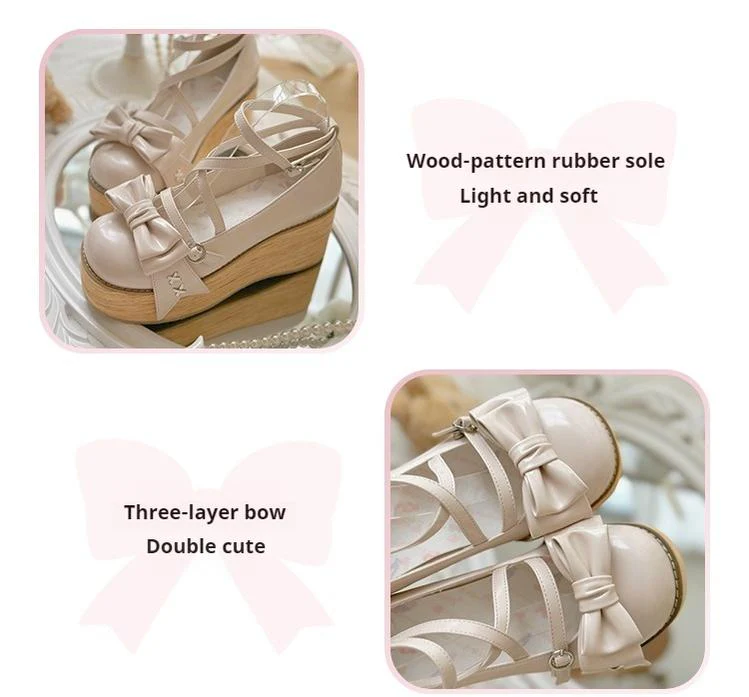 Sweet Cake - Sweet Lolita Platform Shoes Wood Grain - Image 41