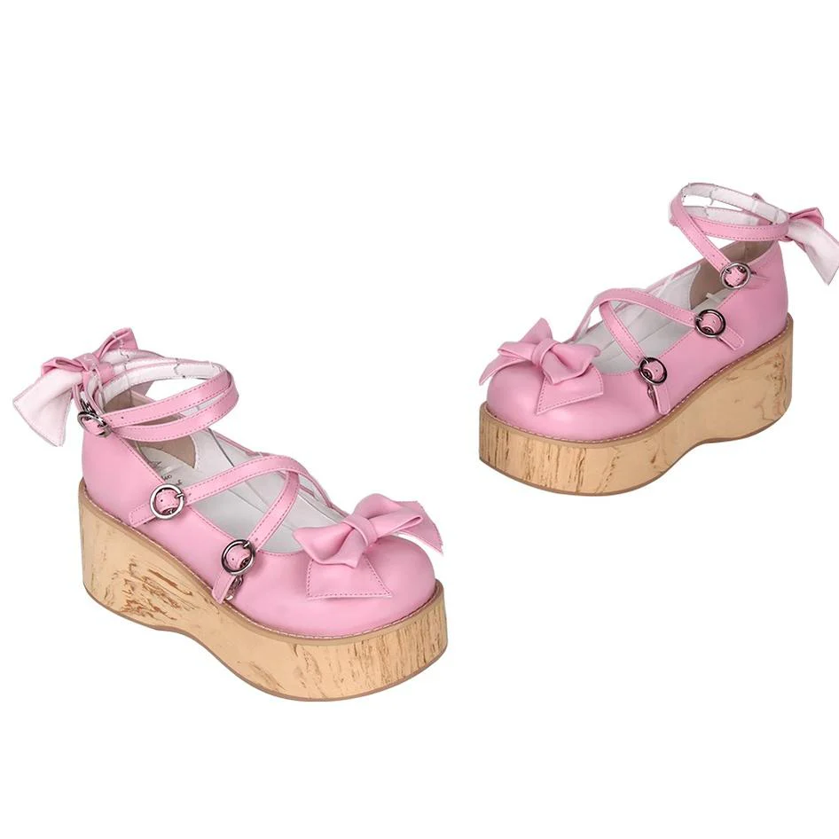 Angelic Imprint - Sweet Lolita Platform Shoes, Wood-grain Outsole - Image 2