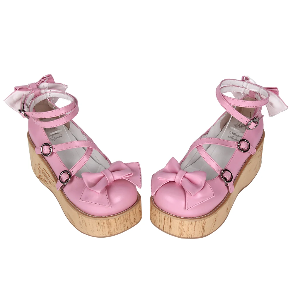 Angelic Imprint - Sweet Lolita Platform Shoes, Wood-grain Outsole - Image 3