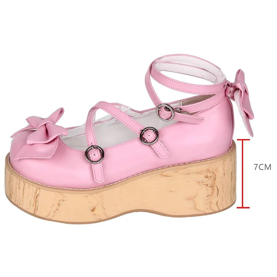 Angelic Imprint - Sweet Lolita Platform Shoes, Wood-grain Outsole - Image 5