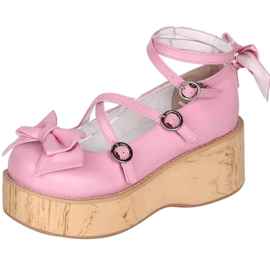 Angelic Imprint - Sweet Lolita Platform Shoes, Wood-grain Outsole - Image 6