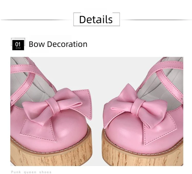 Angelic Imprint - Sweet Lolita Platform Shoes, Wood-grain Outsole - Image 7