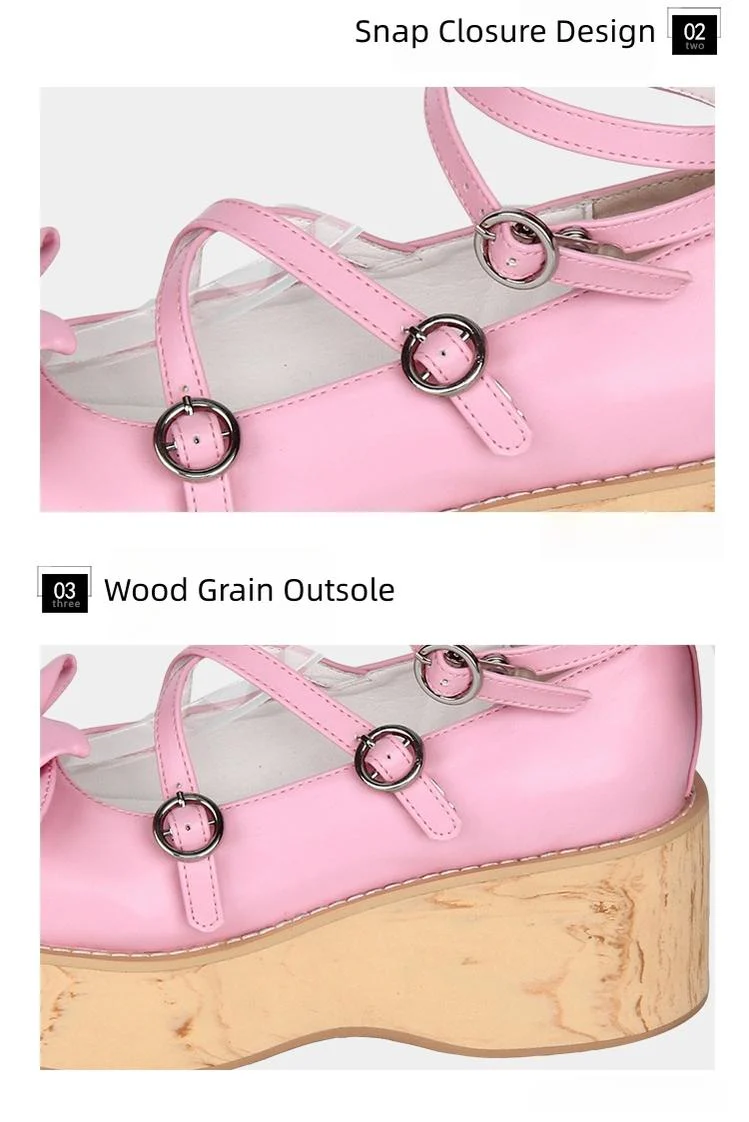 Angelic Imprint - Sweet Lolita Platform Shoes, Wood-grain Outsole - Image 8