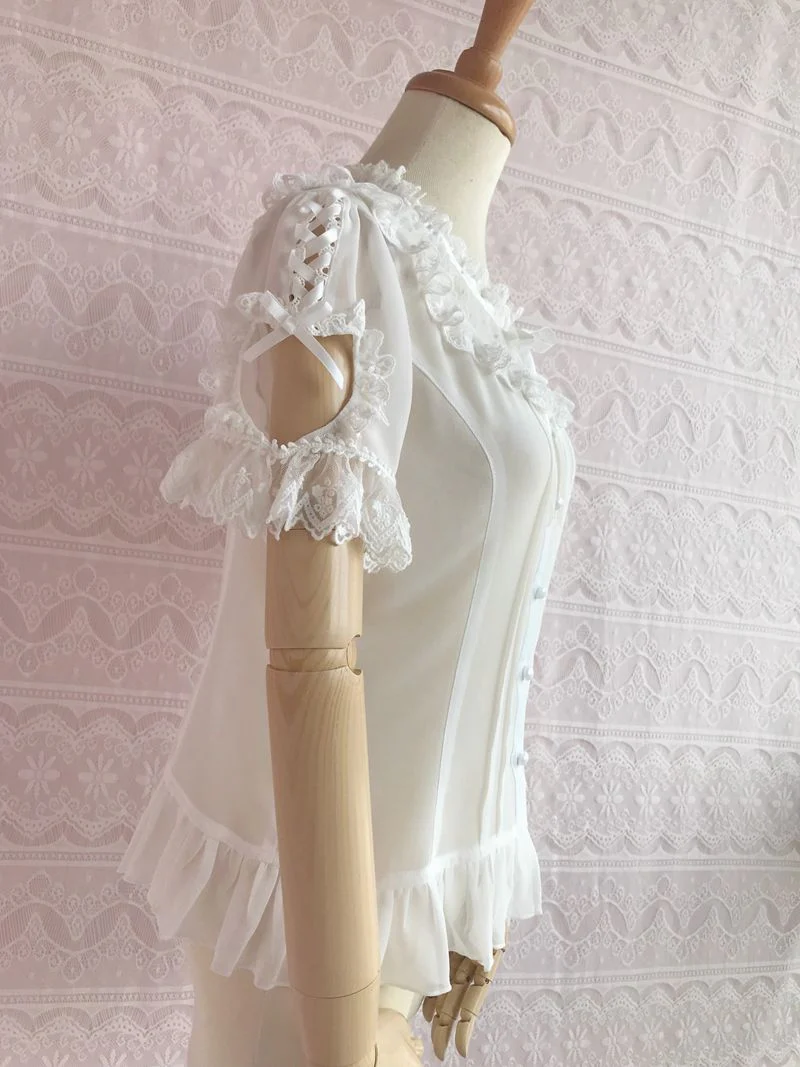 Sweet Lolita Puff Sleeve Short Sleeve Blouse - Image 10