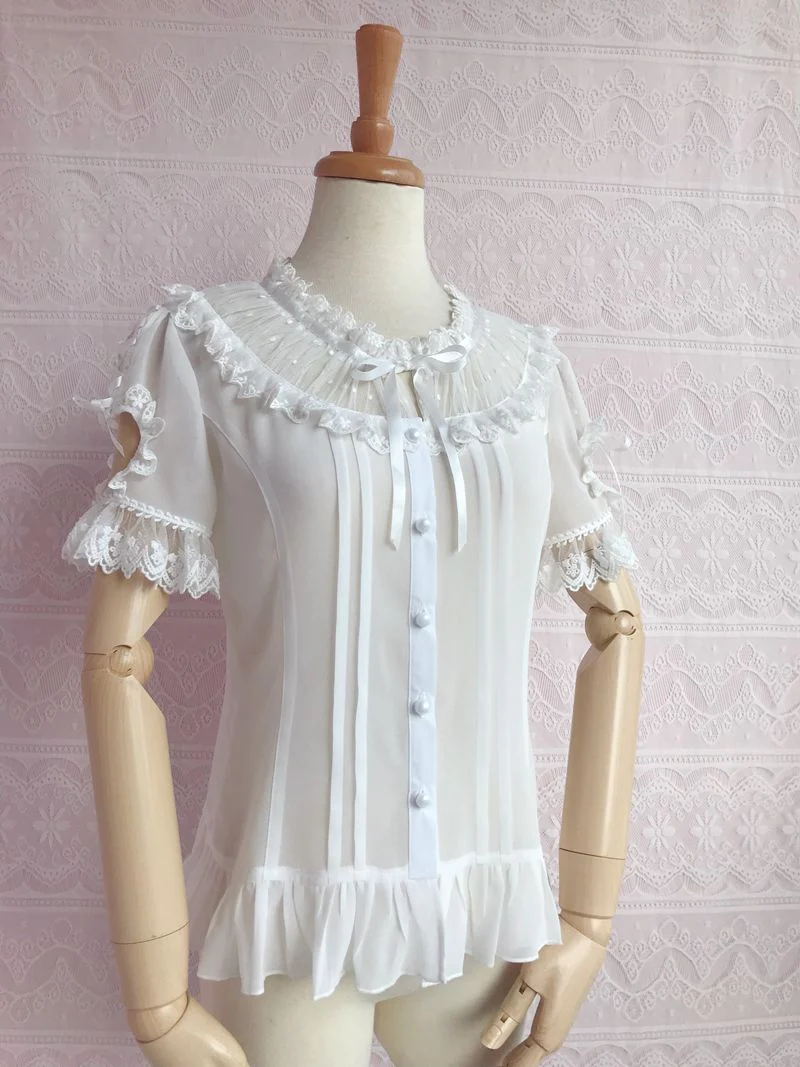 Sweet Lolita Puff Sleeve Short Sleeve Blouse - Image 2