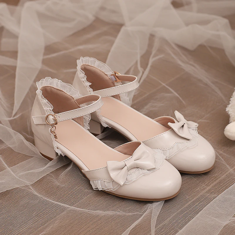 Yana - Sweet Lolita Sandal with Low Chunky Heel and Bow Decoration - Image 10