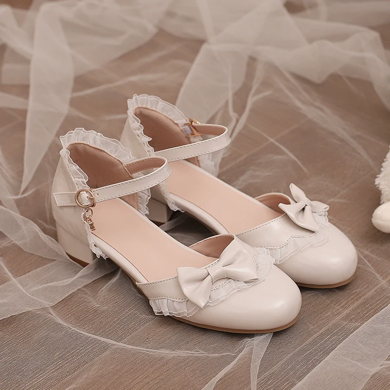 Yana - Sweet Lolita Sandal with Low Chunky Heel and Bow Decoration - Image 12