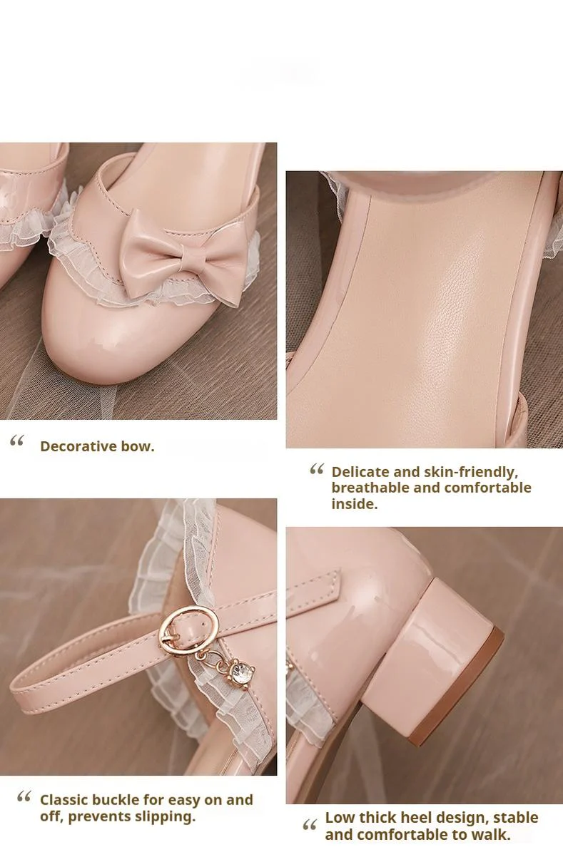 Yana - Sweet Lolita Sandal with Low Chunky Heel and Bow Decoration - Image 14