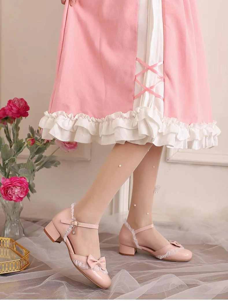 Yana - Sweet Lolita Sandal with Low Chunky Heel and Bow Decoration - Image 3