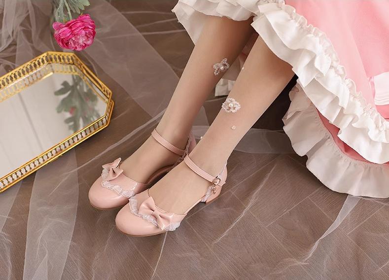 Yana - Sweet Lolita Sandal with Low Chunky Heel and Bow Decoration - Image 5