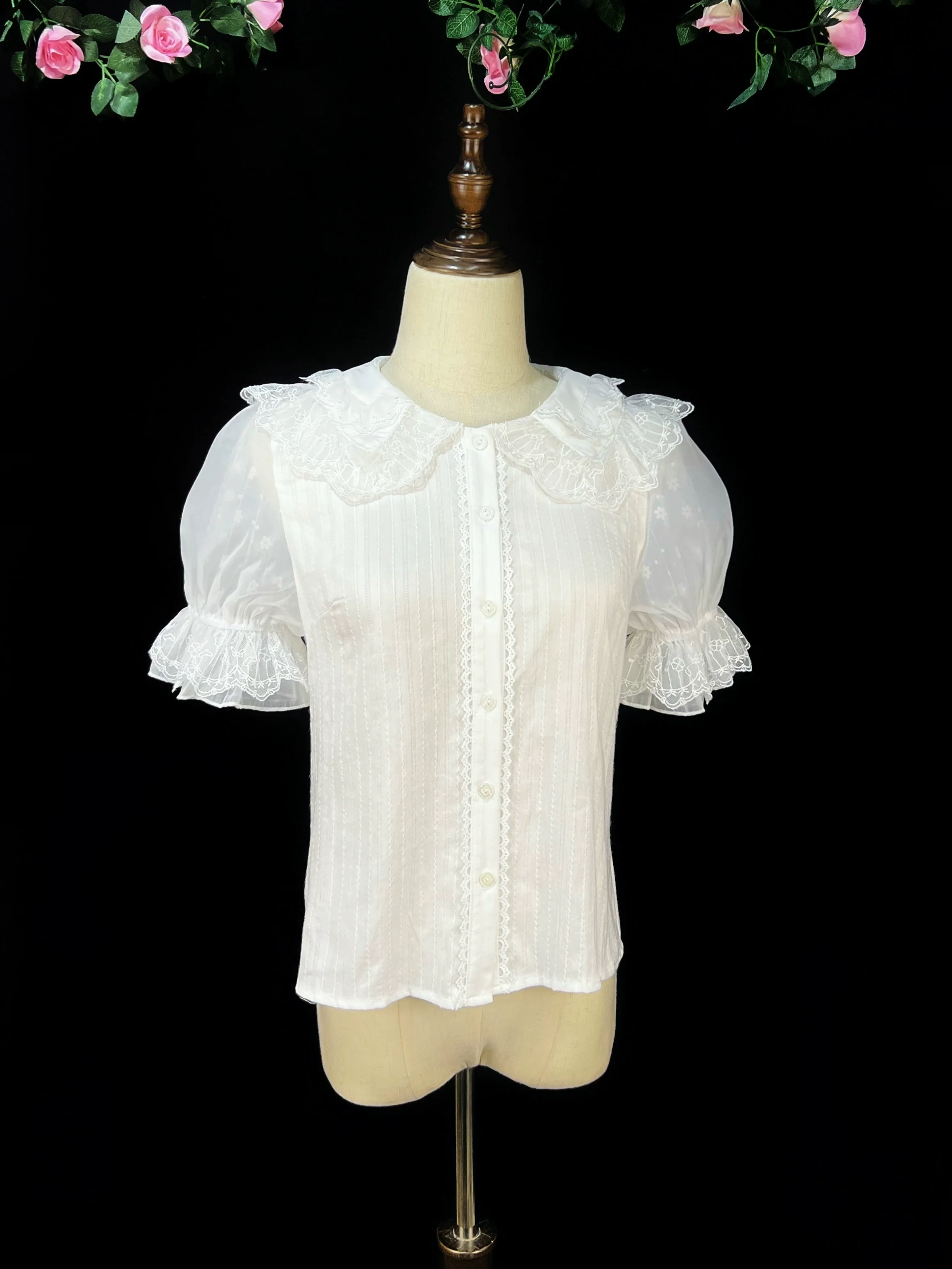 DMFS - Sweet Lolita Shirt Cotton Lolita Blouse Doll Collar - Image 9