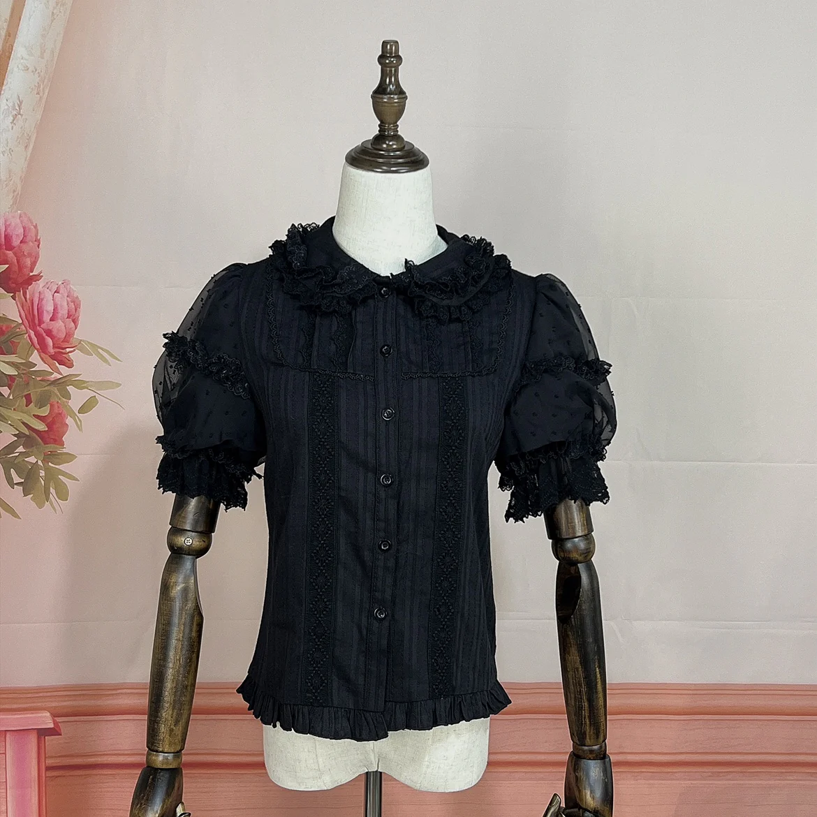 Lollipop - Sweet Lolita Shirt with Double-Layered Puff Sleeves - Image 4