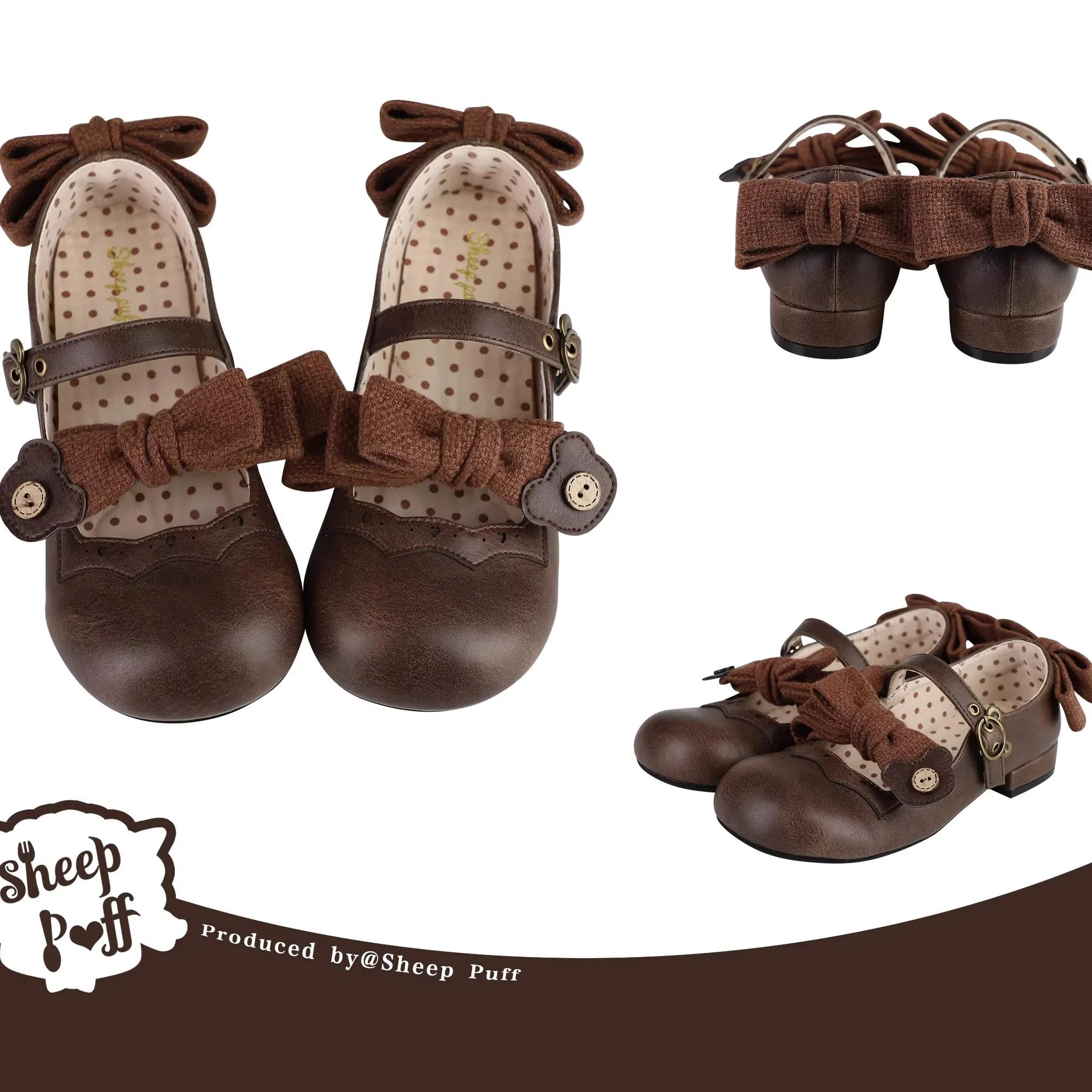 Bear Room - Sweet Lolita Shoes Double Bow Round Toe Flat Shoes - Image 11