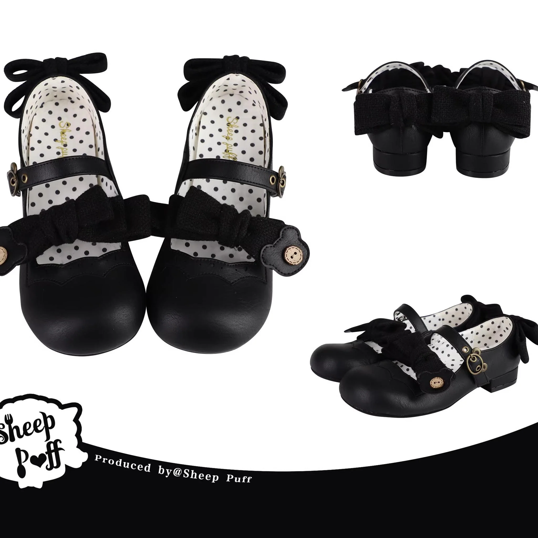 Bear Room - Sweet Lolita Shoes Double Bow Round Toe Flat Shoes - Image 14