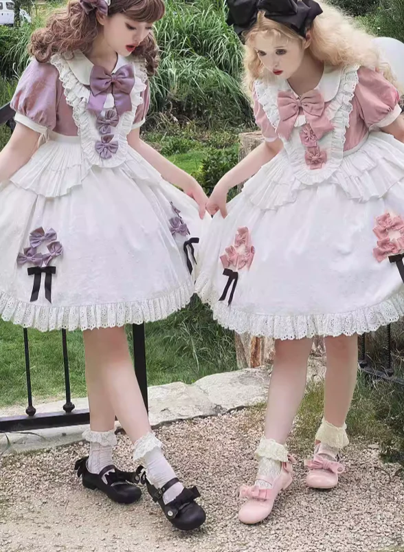 Bear Room - Sweet Lolita Shoes Double Bow Round Toe Flat Shoes - Image 4
