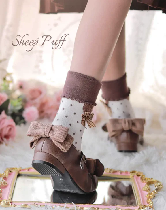 Bear Room - Sweet Lolita Shoes Double Bow Round Toe Flat Shoes - Image 7