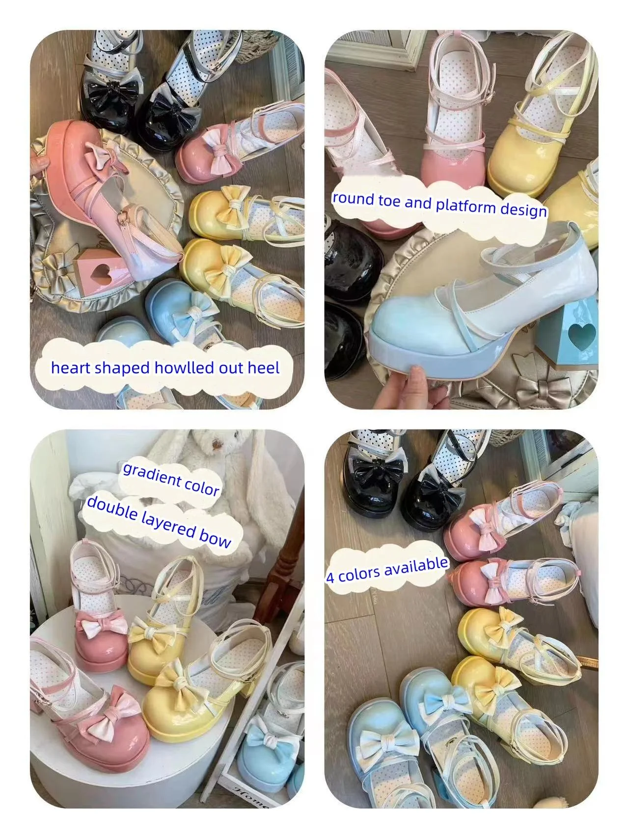 A Can of Cocoa - Heart Function - Sweet Lolita Shoes Gradient Color High Heels - Image 4