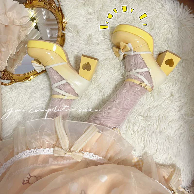 A Can of Cocoa - Heart Function - Sweet Lolita Shoes Gradient Color High Heels - Image 6