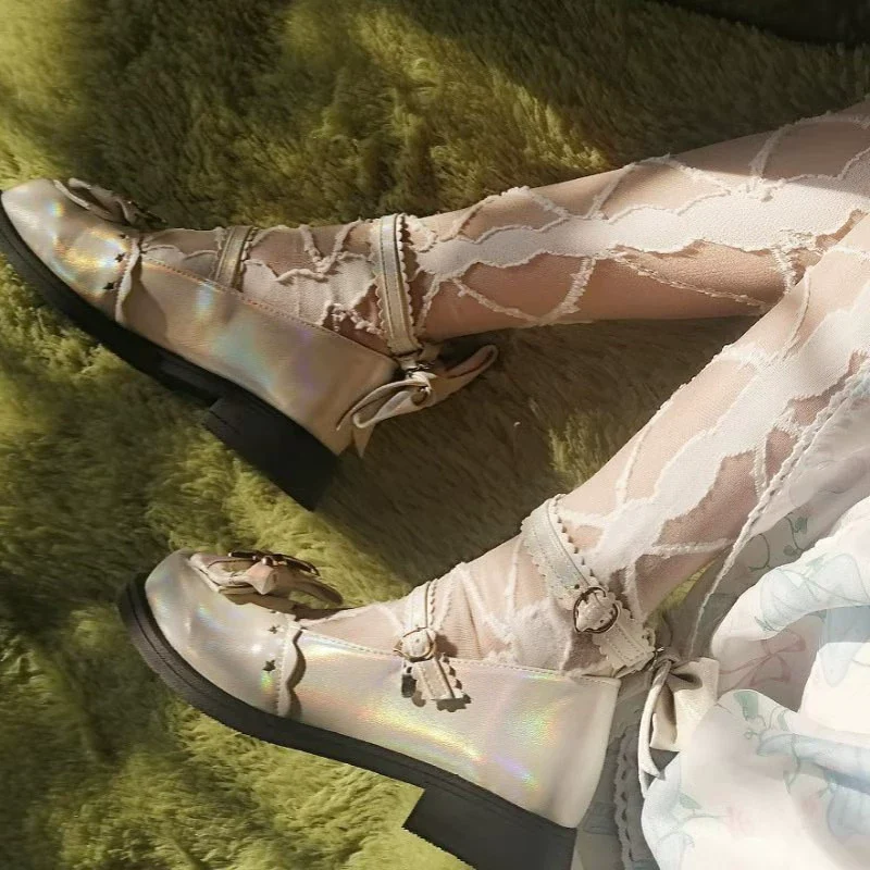 Bubble Cat - Dreamy Starry - Sweet Lolita Shoes Low Heel Bow Shoes - Image 2
