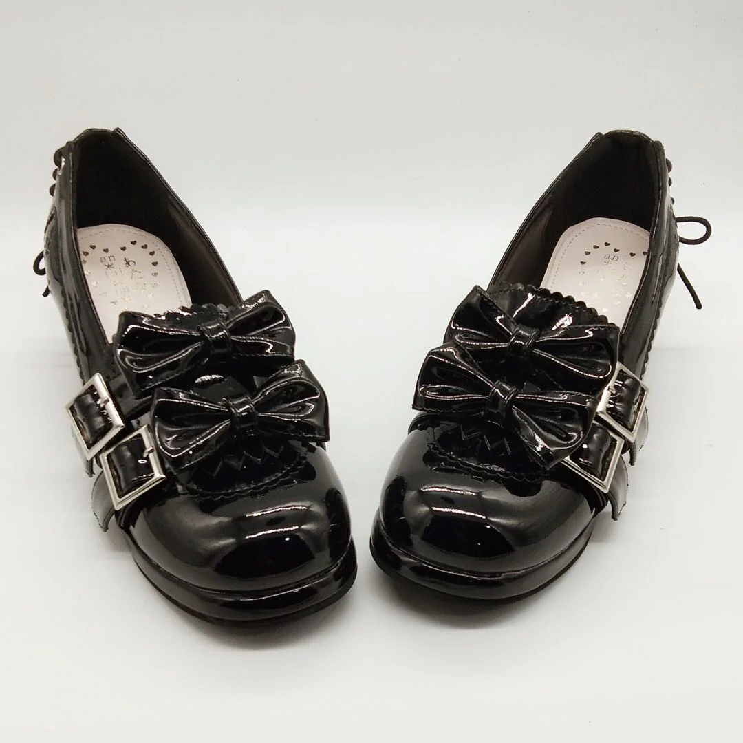 Antaina - Sweet Lolita Mary Jane Shoes Shiny Bow Shoes - Image 4