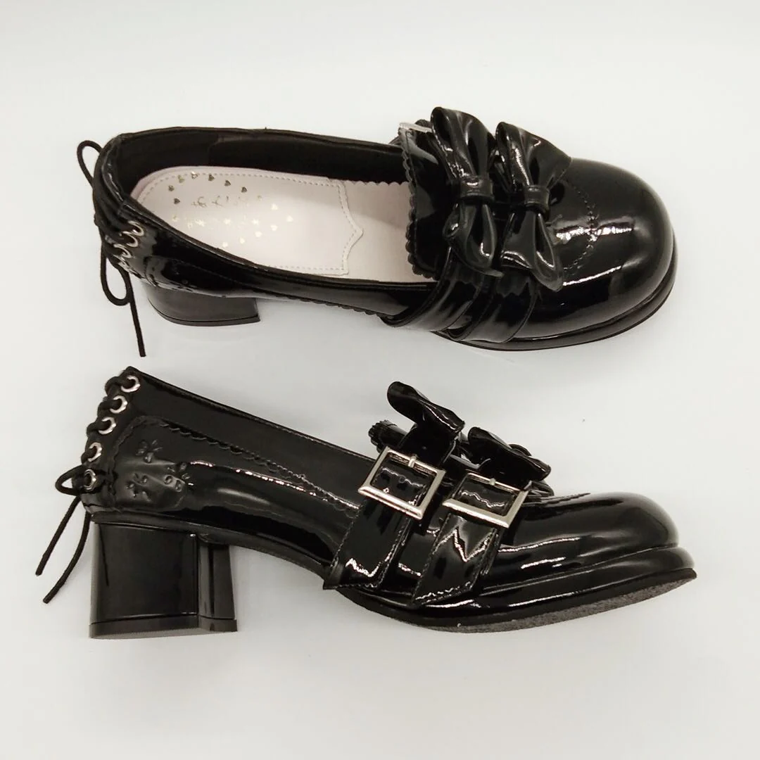 Antaina - Sweet Lolita Mary Jane Shoes Shiny Bow Shoes - Image 5