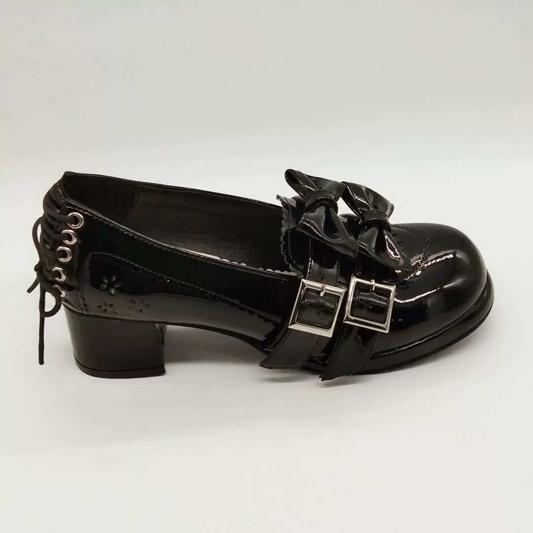 Antaina - Sweet Lolita Mary Jane Shoes Shiny Bow Shoes - Image 7