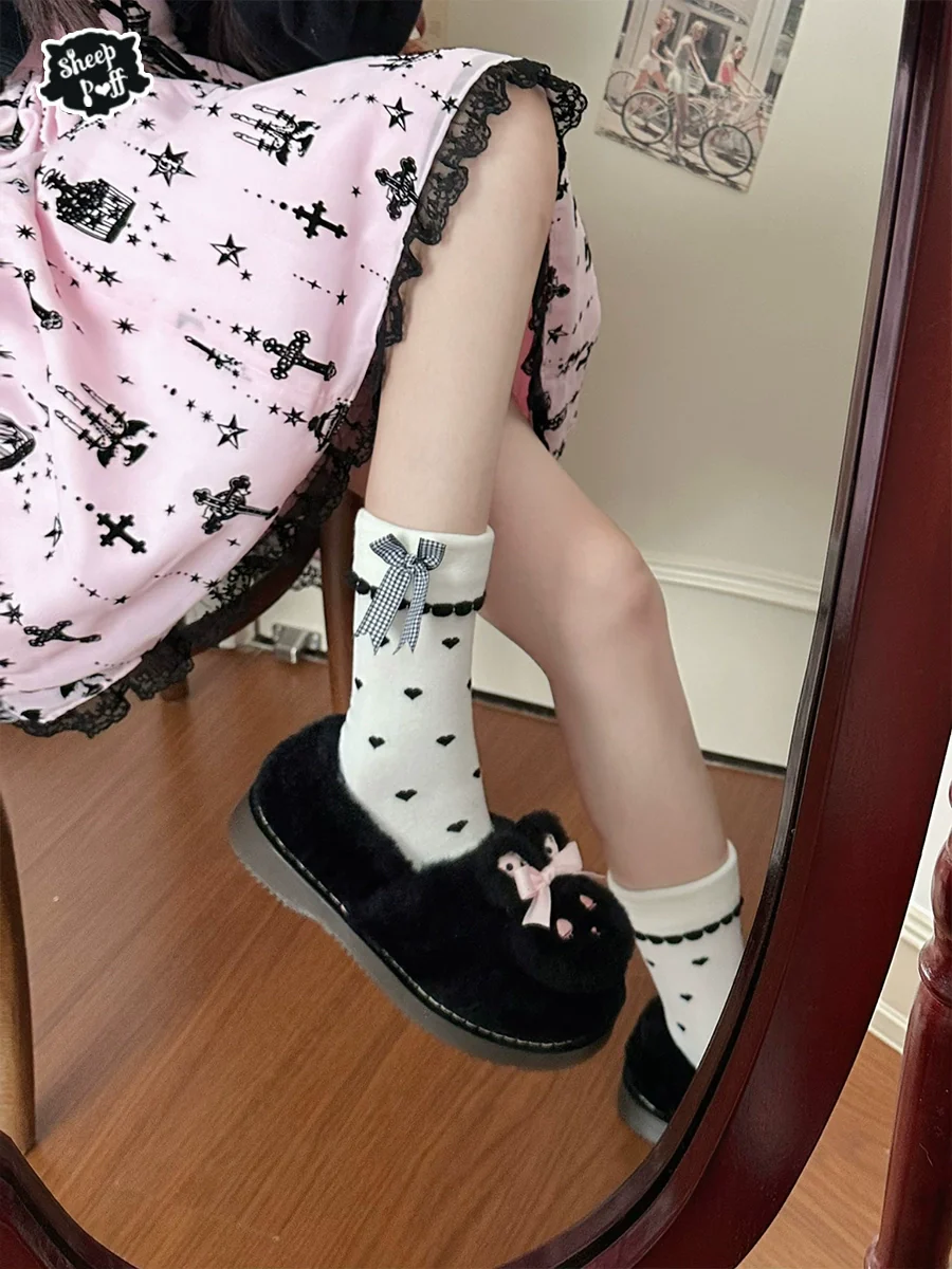 Rabbit Fur - Sweet Lolita Shoes Plush Rabbit Winter Lolita Shoes - Image 5