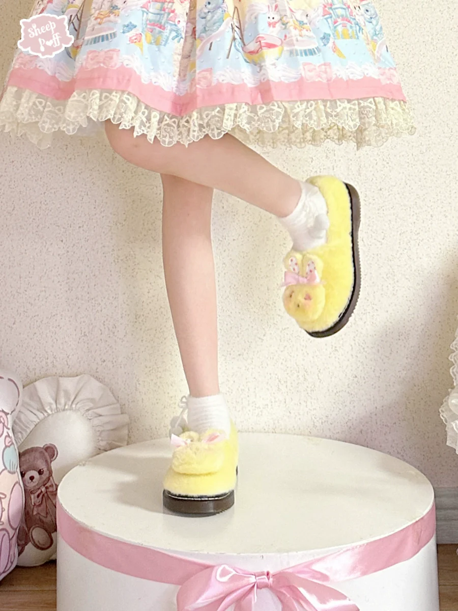 Rabbit Fur - Sweet Lolita Shoes Plush Rabbit Winter Lolita Shoes - Image 8